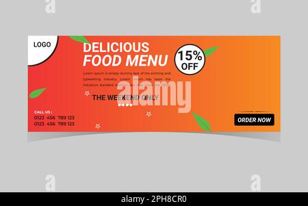 Designvorlage für Facebook-Banner im Restaurant Stock Vektor