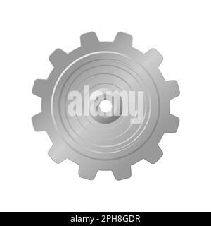 Graues mechanisches Getriebe mit Mitte auf weißem Hintergrund. EPS 10-Vektordatei. Stock Vektor