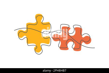 Puzzle eine Linie auf weißem Hintergrund Stock Vektor