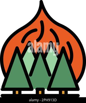 Symbol für Waldbrandgefahr. Vektorsymbol für Wildfire-Gefahren für Webdesign isoliert auf weißem Hintergrund, flach Stock Vektor