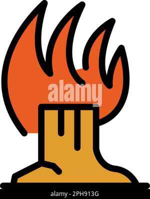 Symbol für Flammenkoffer. Umriss-Flame-Rumpf-Vektorsymbol für Webdesign isoliert auf weißem Hintergrund, flach Stock Vektor