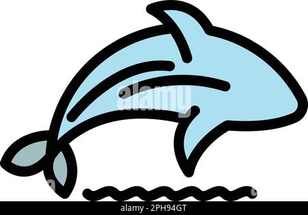 Symbol für hüpfende Orcas. Umriss-Orca-Vektorsymbol für Webdesign isoliert auf weißer Hintergrundfarbe Stock Vektor