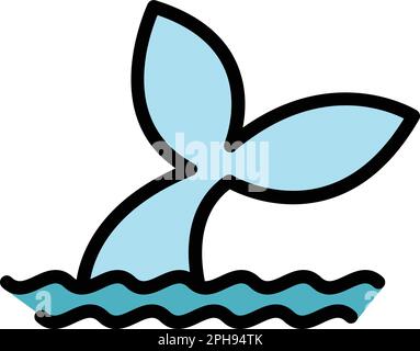 Großmaulschwanz-Symbol. Umriss Grampus-Schwanzvektorsymbol für Webdesign isoliert auf weißem Hintergrund, flach Stock Vektor