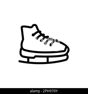 Ikone für Schlittschuhlaufen. Symboldesign im Konturstil isoliert auf weißem Hintergrund Stock Vektor