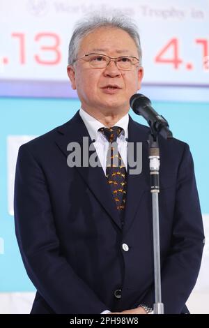 Tokio, Japan. 27. März 2023. Hidehito Ito Figuren Skating : Trophäe der ISU-Weltmannschaft 2023 Pressekonferenz der Repräsentanten Japans in Tokio, Japan Kredit: YUTAKA/AFLO SPORT/Alamy Live News Stockfoto