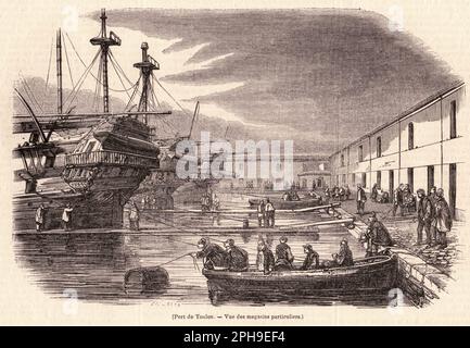 magasins Participuliers du Port de Toulon vers 1860, Second Empire Stockfoto