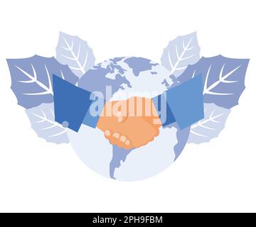 Hände verschiedener Nationalitäten, Vertragsabschluss, erfolgreiche Partnerschaft und Zusammenarbeit, flache, moderne Illustration Stock Vektor