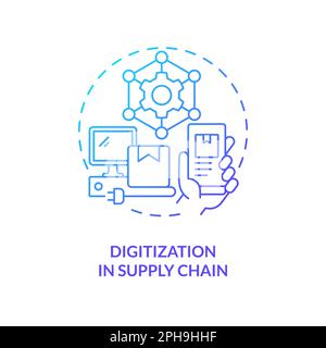 Digitalisierung in der Supply Chain Symbol für blaues Gradientenkonzept Stock Vektor