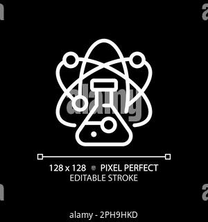 STIEL in Wissenschaft Pixel perfekt weißes lineares Symbol für dunkles Thema Stock Vektor