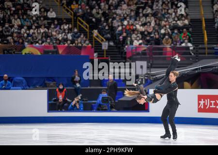 SAITAMA, JAPAN - MÄRZ 25: Allison Reed und Saulius Ambrulevicius aus Litauen treten am 25. März 2023 bei der ISU World Figure Skating Championships 2023 in der Saitama Super Arena in Saitama, Japan, beim Ice Dance Free Dance an (Foto: Pablo Morano/BSR Agency) Stockfoto