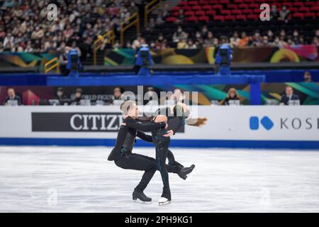 SAITAMA, JAPAN - MÄRZ 25: Allison Reed und Saulius Ambrulevicius aus Litauen treten am 25. März 2023 bei der ISU World Figure Skating Championships 2023 in der Saitama Super Arena in Saitama, Japan, beim Ice Dance Free Dance an (Foto: Pablo Morano/BSR Agency) Stockfoto