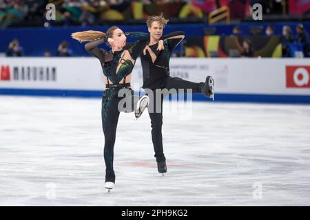 SAITAMA, JAPAN - MÄRZ 25: Allison Reed und Saulius Ambrulevicius aus Litauen treten am 25. März 2023 bei der ISU World Figure Skating Championships 2023 in der Saitama Super Arena in Saitama, Japan, beim Ice Dance Free Dance an (Foto: Pablo Morano/BSR Agency) Stockfoto