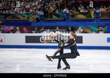 SAITAMA, JAPAN - MÄRZ 25: Allison Reed und Saulius Ambrulevicius aus Litauen treten am 25. März 2023 bei der ISU World Figure Skating Championships 2023 in der Saitama Super Arena in Saitama, Japan, beim Ice Dance Free Dance an (Foto: Pablo Morano/BSR Agency) Stockfoto