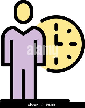 Symbol für Tageszeit bei übereiltem Job. Umriss-Vektorsymbol für Rush-Job bei Tageszeit für Webdesign isoliert auf weißem Hintergrund Stock Vektor