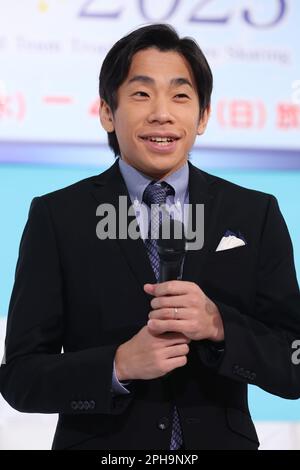 Tokio, Japan. 27. März 2023. Nobunari Oda Figure Skating : Trophäe der ISU-Weltmannschaft 2023 Pressekonferenz der Repräsentanten Japans in Tokio, Japan . Kredit: YUTAKA/AFLO SPORT/Alamy Live News Stockfoto