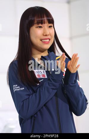 Tokio, Japan. 27. März 2023. Mai Mihara (JPN) Figur Skating : Trophäe der ISU-Weltmannschaft 2023 Pressekonferenz mit Repräsentanten der Japan-Präsentation in Tokio, Japan . Kredit: YUTAKA/AFLO SPORT/Alamy Live News Stockfoto