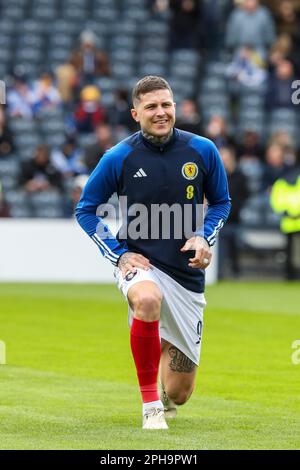 Lyndon Dykes, in einem Training in Hampden, Glasgow, zur Vorbereitung des Spiels gegen Zypern. Stockfoto