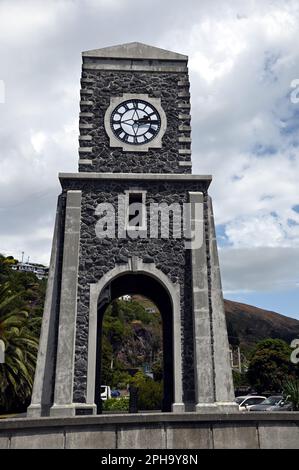 Sunmer Scarborough Clock Tower, ein historisches Wahrzeichen auf der Espalade in Sumner, einer Küstenstadt in der Nähe des Zentrums von Christchurch, Neuseeland. Stockfoto