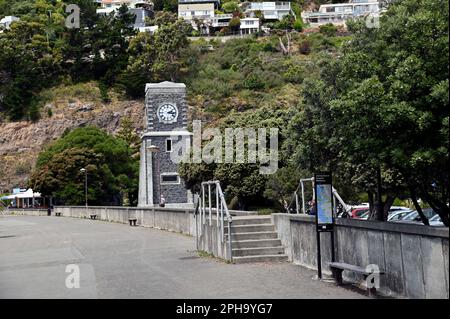 Sunmer Scarborough Clock Tower, ein historisches Wahrzeichen auf der Espalade in Sumner, einer Küstenstadt in der Nähe des Zentrums von Christchurch, Neuseeland. Stockfoto