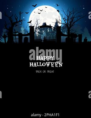 Altes halloween-Plakat auf dem Friedhof Stock Vektor