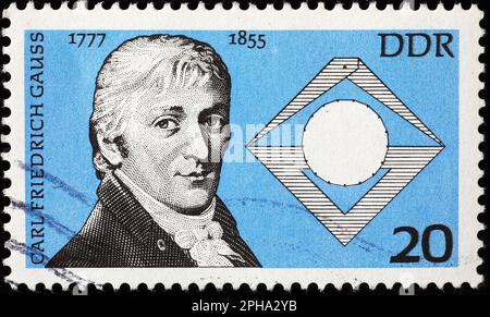 Carl Friedrich Gauss Porträt auf Briefmarke Stockfoto
