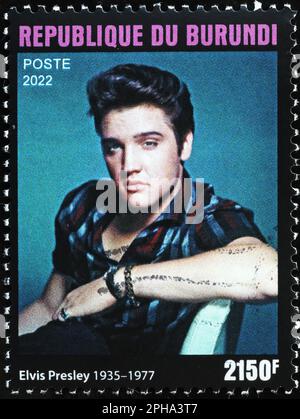 Elvis Presley auf der Briefmarke von Burundi Stockfoto