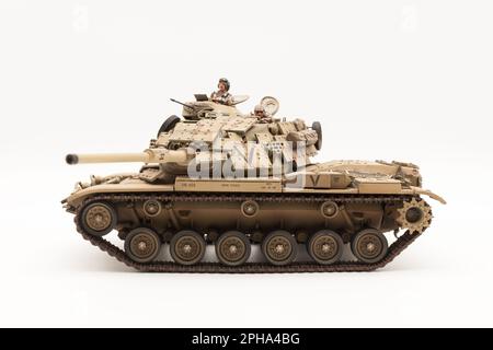 Operation Desert Storm USMC M60A1 Hauptschlachttank Patton mit reaktiver Rüstung, 1 35 Tamiyta Scale Modell Stockfoto