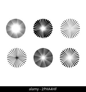 Sternenblitz, Sonnenblitz-Symbolset. Radiale, strahlende, konvergierende Linien. Stock Vektor