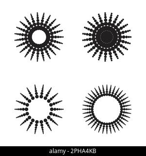 Satz schwarzer Sonnensymbole auf weißem Hintergrund. Vektordarstellung für Ihr Design Stock Vektor