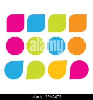 Bunte Sprechblasen. Flacher Stil. Vektordarstellung isoliert auf weißem Hintergrund. Stock Vektor