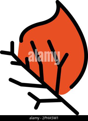 Blattfeuer-Symbol. Umrisssymbol für Blattfeuer-Vektor für Webdesign isoliert auf weißem Hintergrund, flach Stock Vektor