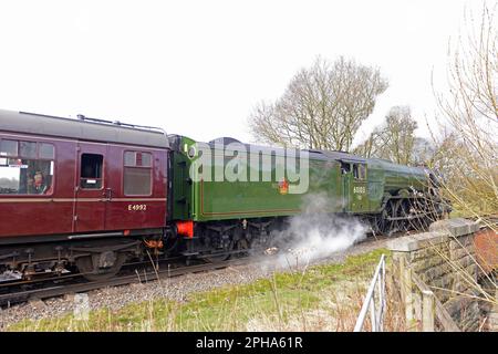 FLYING SCOTSMAN 60103 auf der 12032023 vorbei an Walmersley Brook auf der East Lancashire Railway Stockfoto