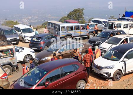 Dezember 24 2022 - Pavagadh, Gujarat in Indien: Stau in der Nähe des Shree Mahakali Mataji Tempels Stockfoto