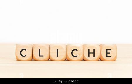 Klischee über Holzblöcke. Speicherplatz kopieren Stockfoto