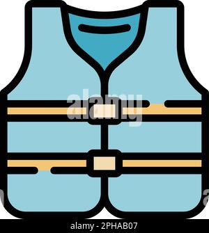 Ikone der Schwimmweste. Outline – Vektorsymbol der Schwimmjacke für Webdesign isoliert auf weißem Hintergrund, flach Stock Vektor