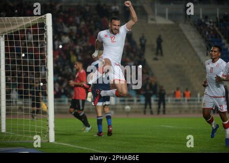 Rades, Tunis, Tunesien. 26. März 2023. Aly Maaloul(12) of tun während des Spiels Tunesien gegen Libyen am Freitag, den 24. März 2023 im Namen der Qualifikation des African Cup of Nations 2023 im Stadion Rades. (Kreditbild: © Chohei Mahjoub/ZUMA Press Wire) NUR REDAKTIONELLE VERWENDUNG! Nicht für den kommerziellen GEBRAUCH! Stockfoto