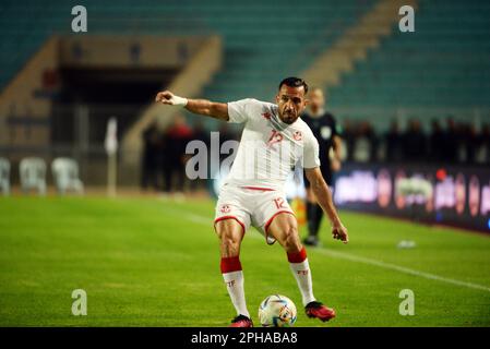 Rades, Tunis, Tunesien. 24. März 2023. Aly Maaloul(12) of tun während des Spiels Tunesien gegen Libyen am Freitag, den 24. März 2023 im Namen der Qualifikation des African Cup of Nations 2023 im Stadion Rades. (Kreditbild: © Chohei Mahjoub/ZUMA Press Wire) NUR REDAKTIONELLE VERWENDUNG! Nicht für den kommerziellen GEBRAUCH! Stockfoto