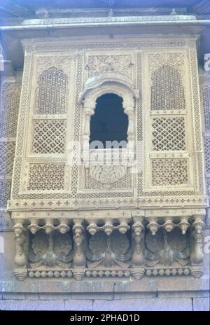 Zarukha & Windows von Rajasthan Palaces, Rajasthan, Indien Stockfoto