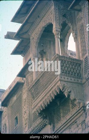 Zarukha & Windows von Rajasthan Palaces, Rajasthan, Indien Stockfoto