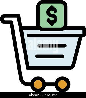 Symbol für Stornierung der Zahlung für den Einkauf. Outline Shopping Zahlungsstornierung Vektorsymbol für Webdesign isoliert auf weißem Hintergrund flach Stock Vektor