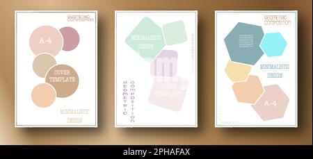 Layout des Buchdeckels, der Broschüren, der Broschüren. Eine Gruppe von Vorlagen mit geometrischen Formen in einem minimalistischen Stil. Eine kreative Idee mit Pastelltönen. Mod Stock Vektor