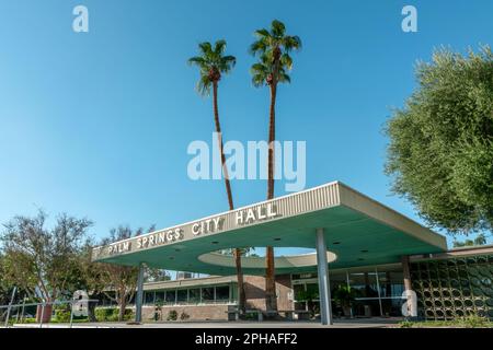 Palm Springs Rathaus, moderne Architektur aus der Mitte des Jahrhunderts, Kalifornien Stockfoto