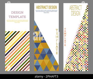 Ein Set abstrakter geometrischer Konstruktionslayouts. Die Idee für Titelseiten, Cover, Bücher, Broschüren, Flyer, Poster, Broschüren. Schablone für Innen- und d Stock Vektor