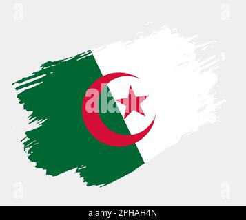 Künstlerische Grunge-Pinselflagge Algeriens isoliert auf weißem Hintergrund. Elegante Textur der Nationalflagge Stock Vektor