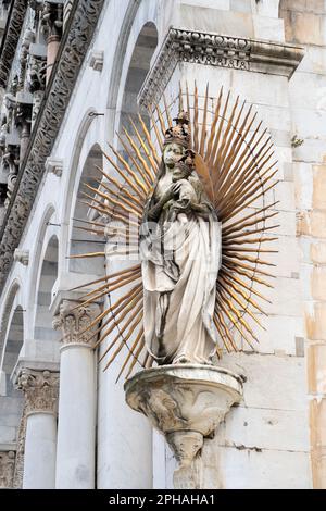 Chiesa di San Michele in Foro in der noch von Mauern umgebenen Stadt Lucca in der Toskana, Italien Stockfoto