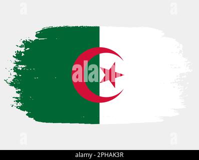 Künstlerische Grunge-Pinselflagge Algeriens isoliert auf weißem Hintergrund. Elegante Textur der Nationalflagge Stock Vektor