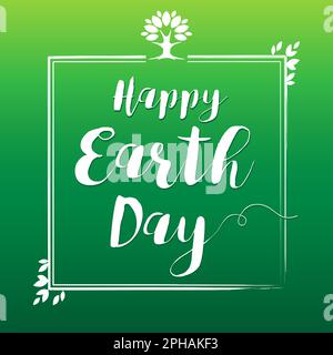 „Happy Earth Day“-Design mit grünem Poster. Creative Tree Logo-Konzept. Symbol für den Lebensbaum. Grüße zum Welt-Erde-Tag. Internationaler Tag der Erde, jährlich Stock Vektor