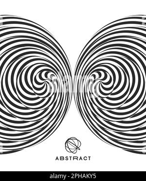 Abstraktes Design-Element im Streifen-Dessin. Spirale, Rotation und Wirbelbewegung. Vektorgrafik mit dynamischem Effekt. Stock Vektor