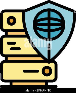 Symbol für gesicherten Datenserver. Vektorsymbol für gesicherten Datenserver für Webdesign isoliert auf weißem Hintergrund, flach Stock Vektor