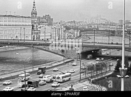 Moskau River Boulevard, Moskau, April 1976 Stockfoto